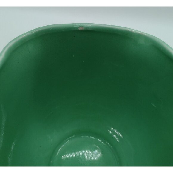 Vintage CC Original USA MCM Art Pottery Splatter Planter Vase Teal Ruffle 4.25" - Picture 5 of 5